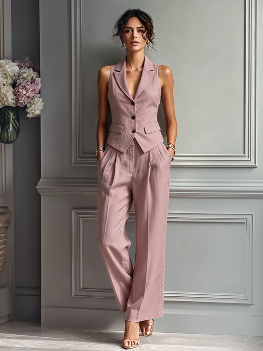 Martina | Tailored Linen Vest and Pant Set