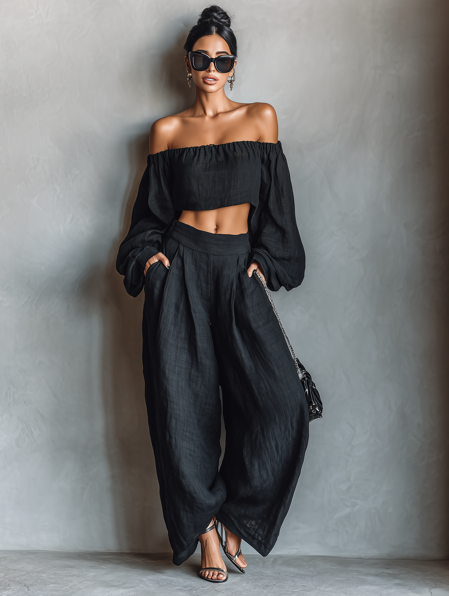 Clara | Conjunto de Lino con Palabra de Honor y Pernera Ancha