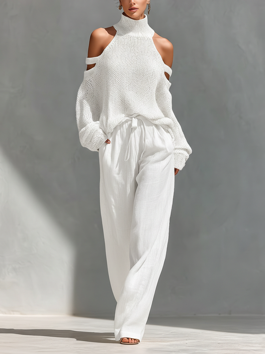 Valeria | Knitted Bardot Top Set