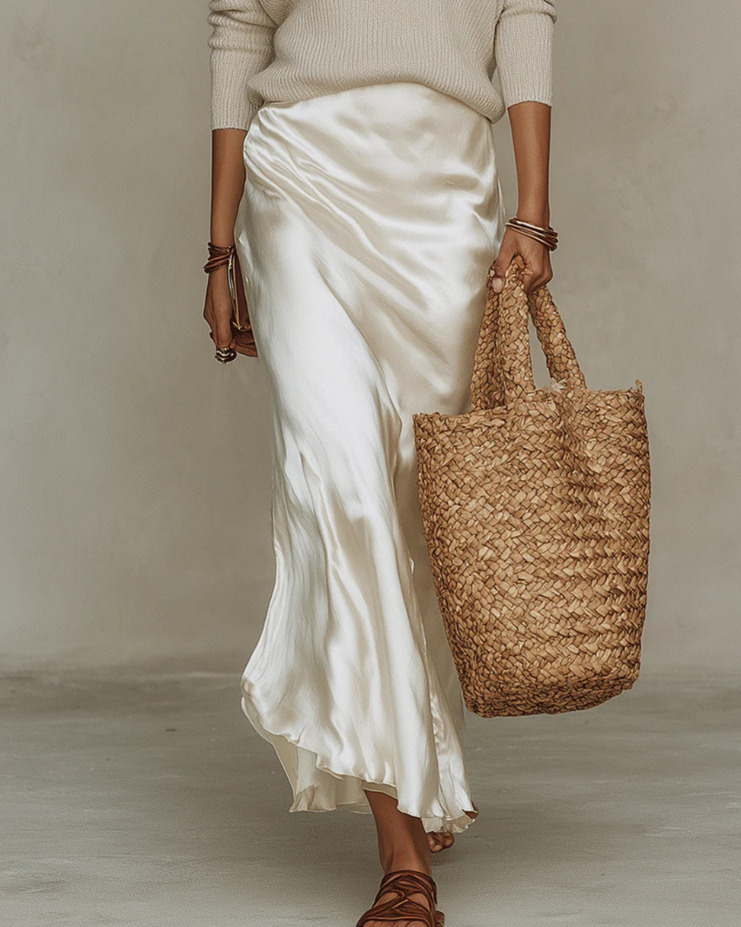 Chiara | Conjunto de Dos Piezas de Vestido Lencero y Jersey de Punto de Algodón