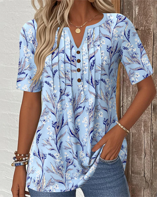 Inés | Tunic Blouse with Botanical Print