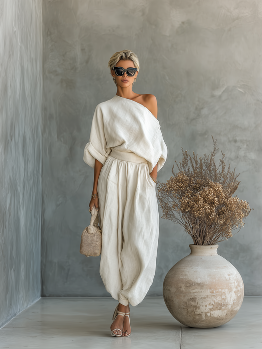 Ines | Off-the-Shoulder Linen Set