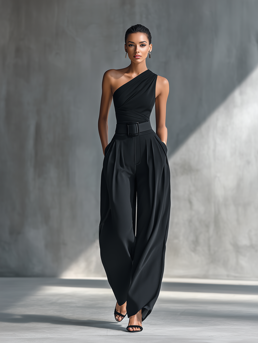 Marta | Knitted Top and Acetate Trousers Set