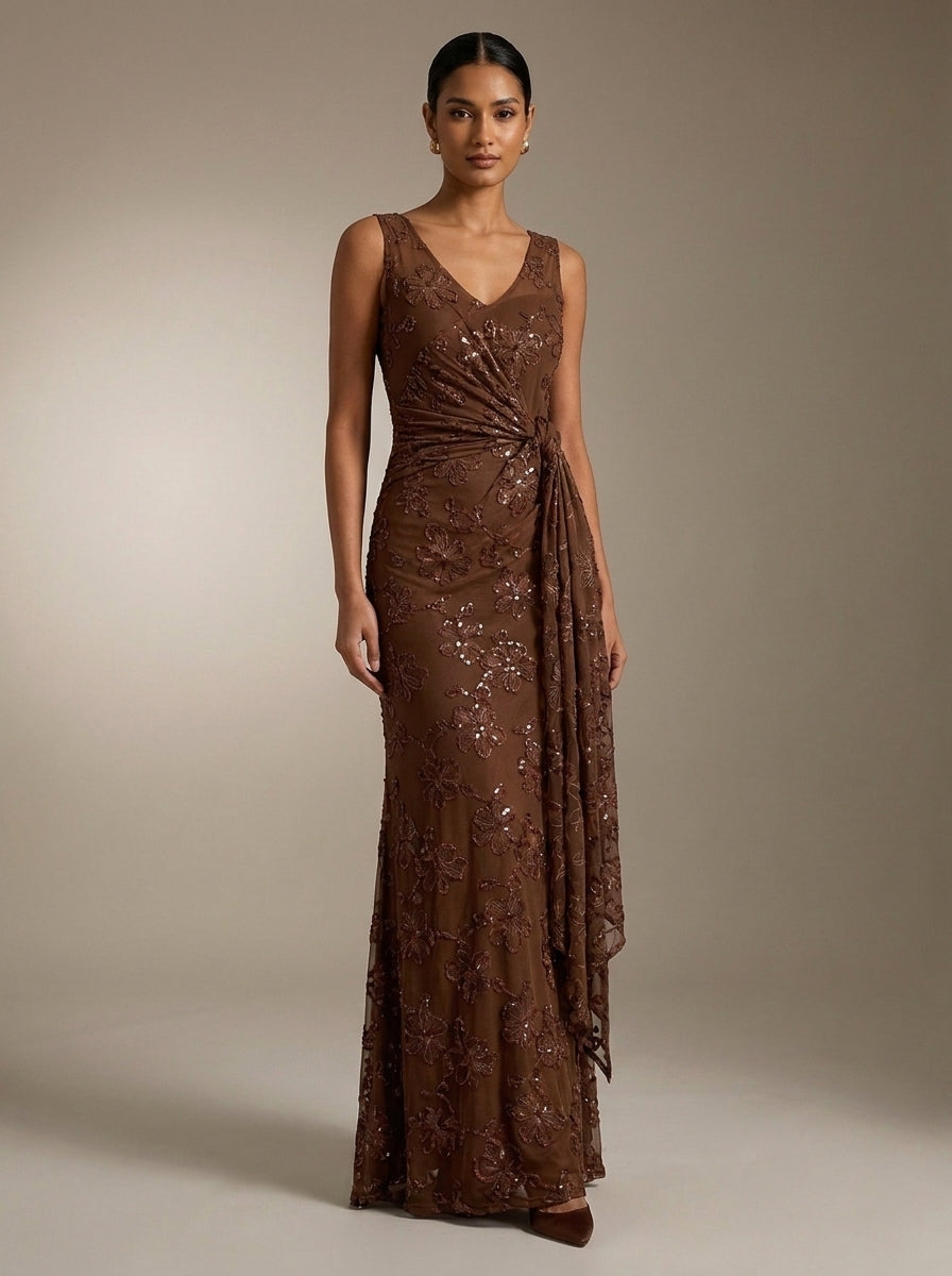 Soledad | Vestido Largo de Jacquard con Lentejuelas
