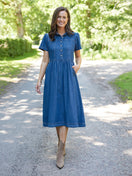 Rhiona Set-In Short Sleeve Denim Shirt Dress - Blue