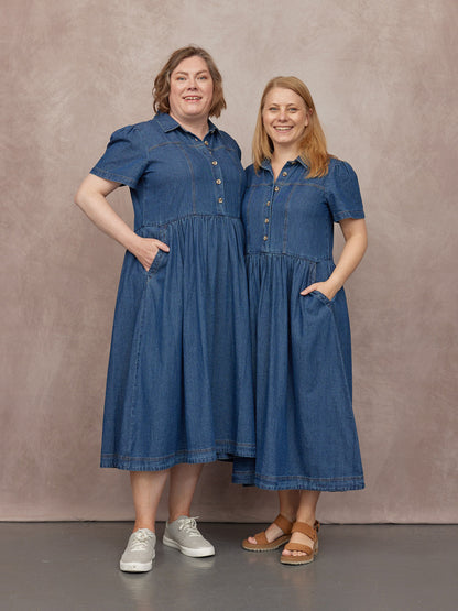 Rhiona Set-In Short Sleeve Denim Shirt Dress - Blue