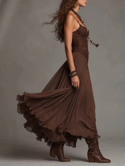 Violeta | Vestido Boho de Encaje con Falda de Volantes