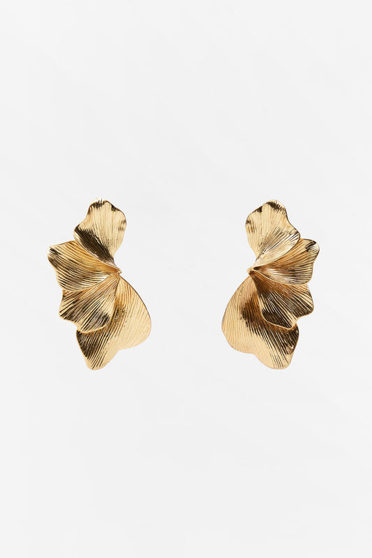 Pendientes colgantes de hoja de metal dorado