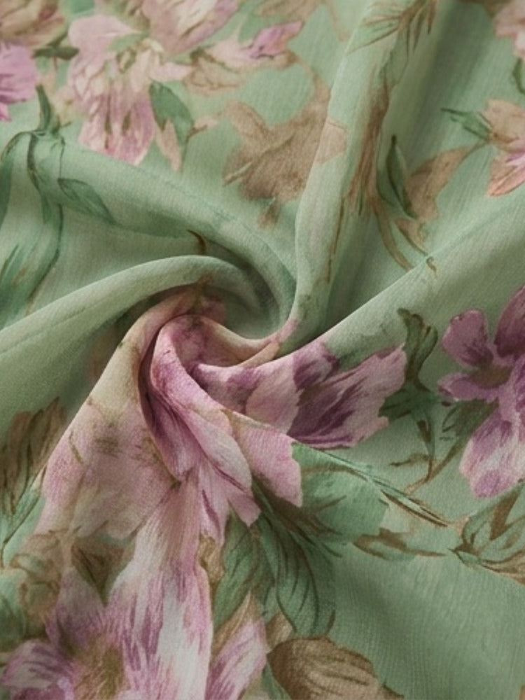 Amila | Floral Chiffon Halter Maxi Dress