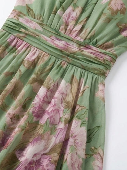 Amila | Floral Chiffon Halter Maxi Dress