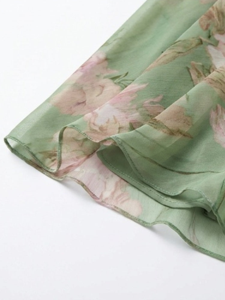 Amila | Floral Chiffon Halter Maxi Dress