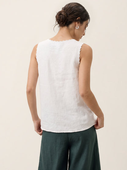 Marisa | Top de Lino con Escote Bordado