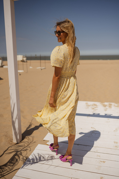 Noa | Vestido Soleil Midi de Crepe de Viscosa con Botones