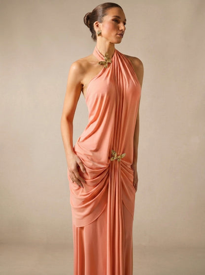 Amor | Vestido largo con adornos de mariposas
