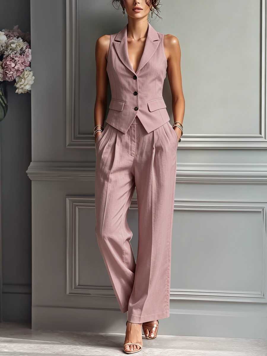 Martina | Conjunto Sastrero de Chaleco y Pantalón de Lino