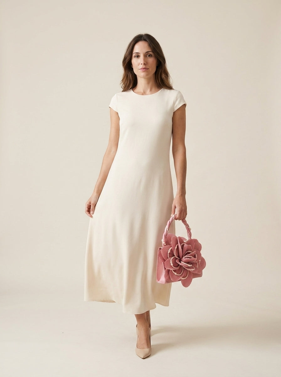 Rosa | Bolso de Pétalos con Asa de Perlas