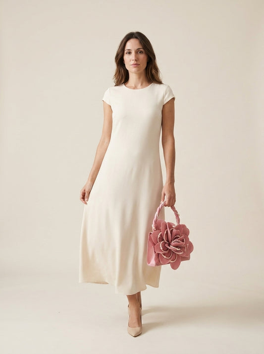 Rosa | Bolso de Pétalos con Asa de Perlas