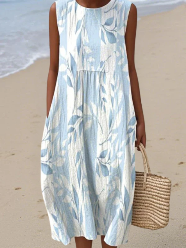 Ivy | Midi Dress with Leaf Print