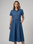 Sheila | Vestido Camisero Vaquero de Manga Corta