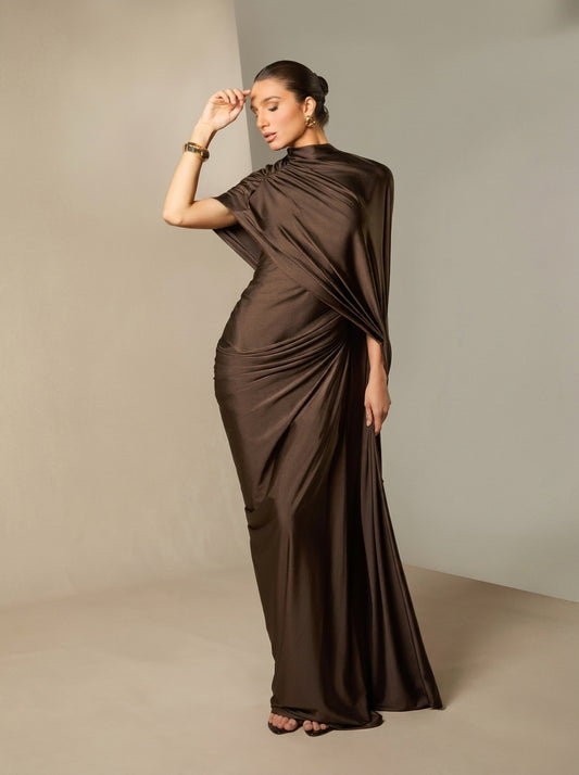 Anaís |Vestido largo  con mangas asimétricas