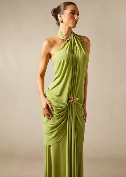Amor | Vestido largo con adornos de mariposas