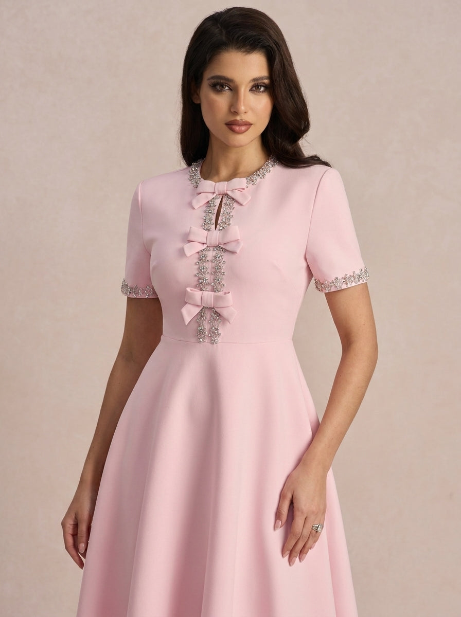 Irene | Vestido Midi con Lazo y Cristales