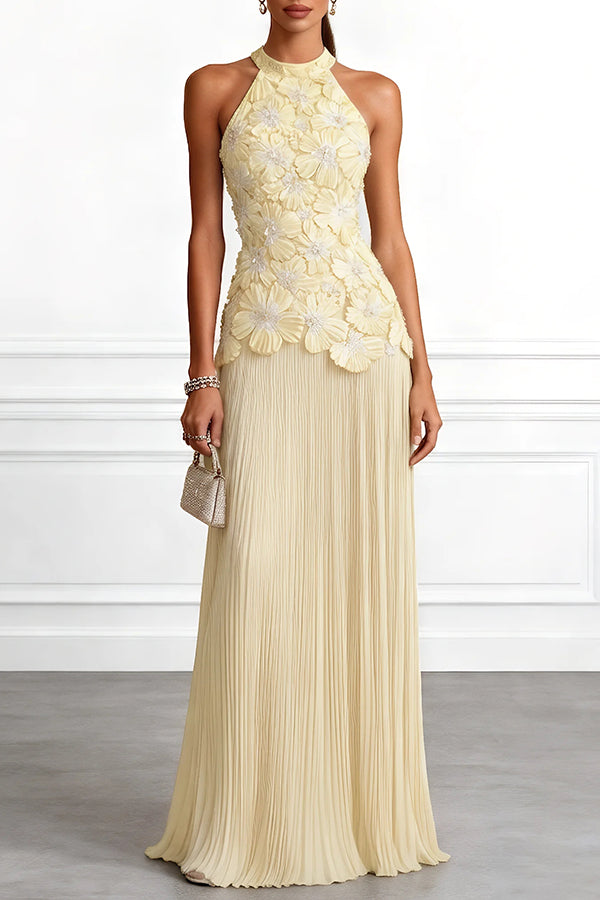 Ángeles | Vestido Largo con Bordado Floral en Relieve