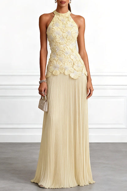 Ángeles | Vestido Largo con Bordado Floral en Relieve