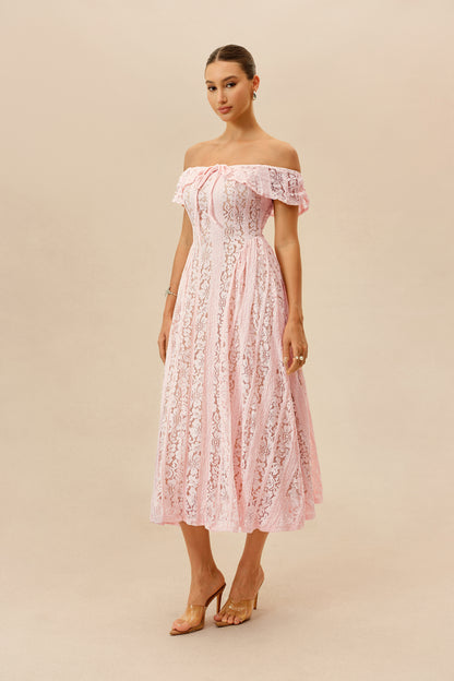 Vestido midi de encaje, perfil