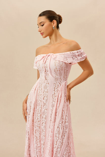 Vestido midi de encaje, detalle del encaje