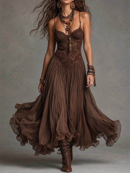 Violeta | Vestido Boho de Encaje con Falda de Volantes