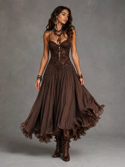 Violeta | Vestido Boho de Encaje con Falda de Volantes