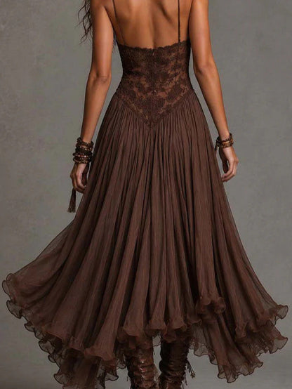 Violeta | Vestido Boho de Encaje con Falda de Volantes
