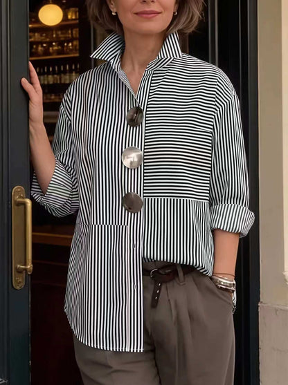 Amparo | Camisa Oversize de Rayas con Botones Grandes