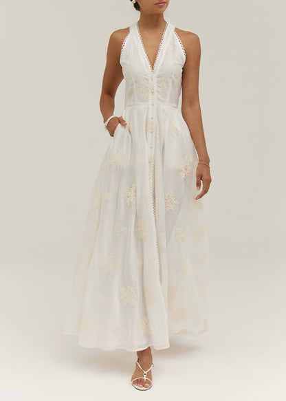 Sophia | Vestido Midi/Maxi Elegante sin Mangas en Marfil