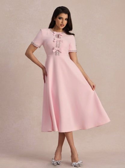 Irene | Vestido Midi con Lazo y Cristales