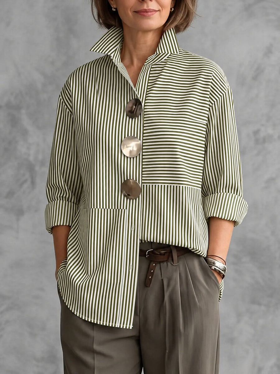 Amparo | Camisa Oversize de Rayas con Botones Grandes