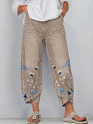 Fiorella | Cotton Barrel Pants with Botanical Embroidery