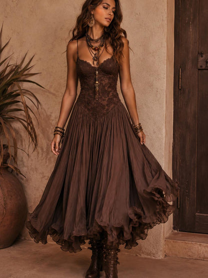 Violeta | Vestido Boho de Encaje con Falda de Volantes