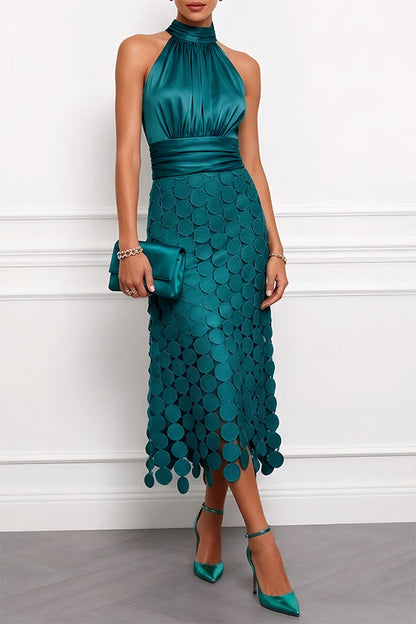 Pilar | Vestido Midi de Lunares con Cuello Halter