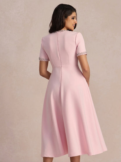 Irene | Vestido Midi con Lazo y Cristales