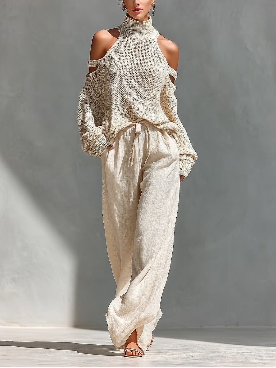 Estela | Conjunto de Punto con Cuello Alto y Hombros Calados