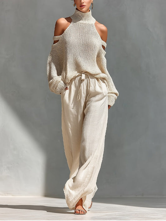 Estela | Conjunto de Punto con Cuello Alto y Hombros Calados