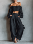 Clara | Linen Strapless Wide Leg Set