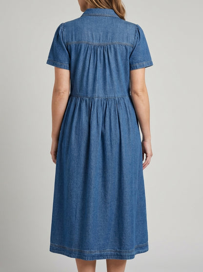 Sheila | Vestido Camisero Vaquero de Manga Corta
