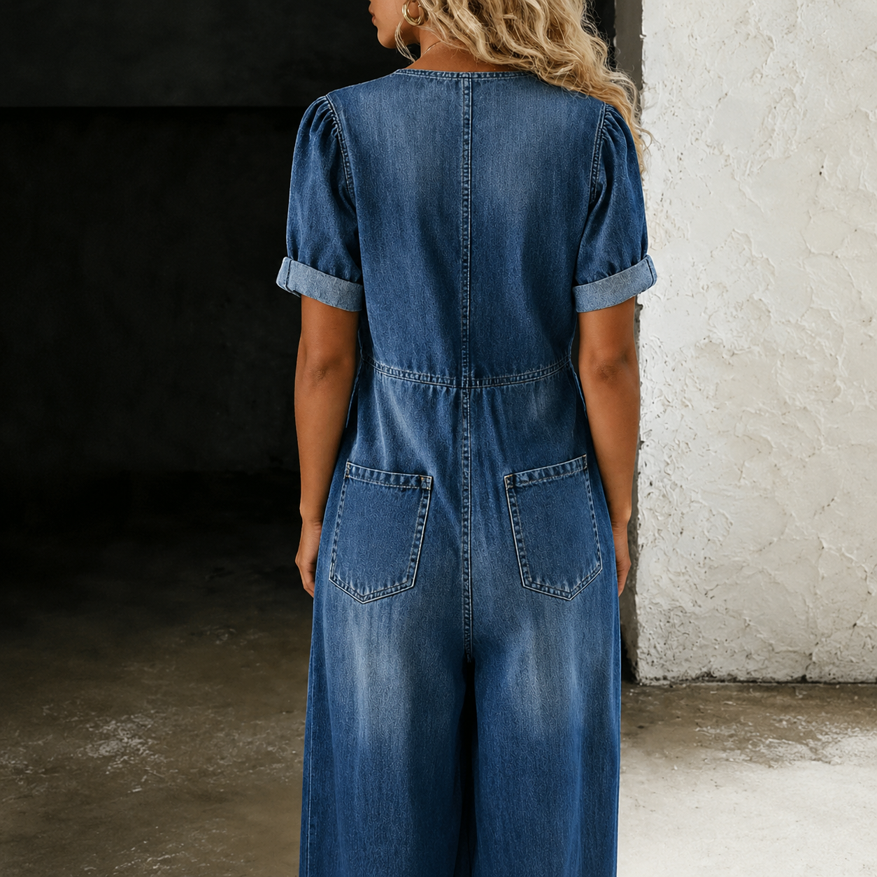 Jimena | Mono de Denim con Lazada en el Escote