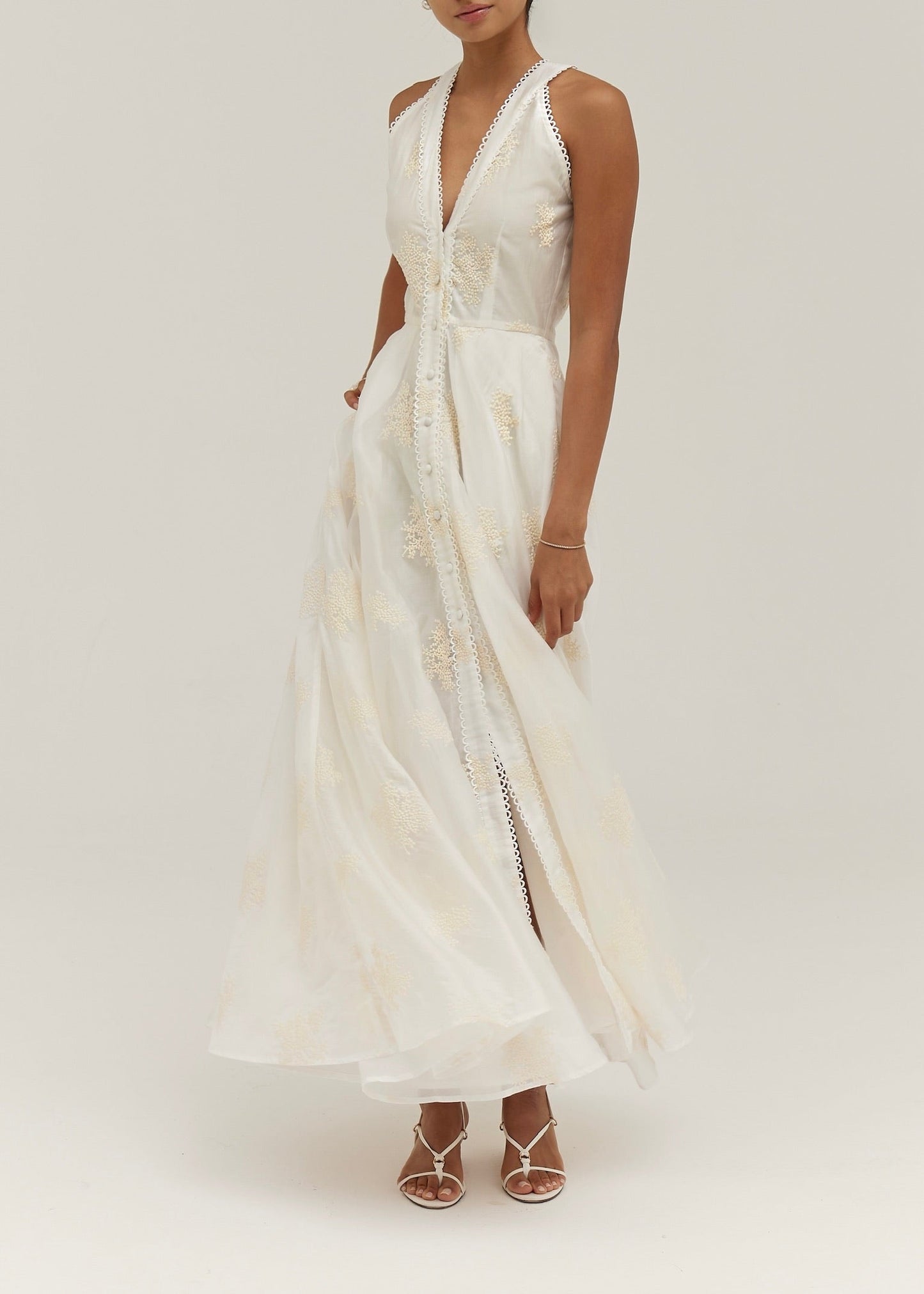 Sophia | Vestido Midi/Maxi Elegante sin Mangas en Marfil