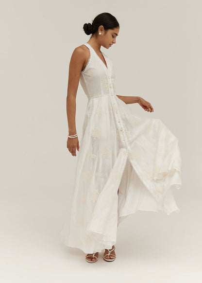 Sophia | Vestido Midi/Maxi Elegante sin Mangas en Marfil