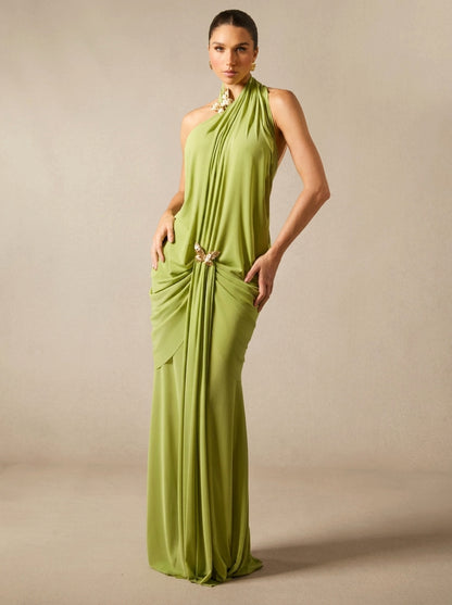 Amor | Vestido largo con adornos de mariposas