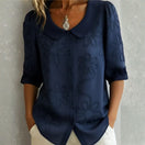 Alba | Voile Blouse with Tonal Botanical Embroidery